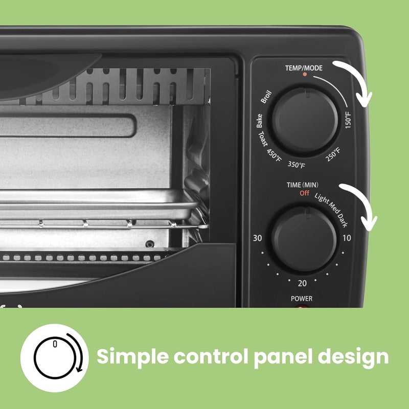 Comfee' ' Toaster Oven Countertop, Small Toaster Ovens Combo 4 slice, Mini Oven for 9" Pizza, Compact Oven 2 Racks for Toast, Bake, Broil, 950W, Black, CTO-E101A(BK) - Image 2